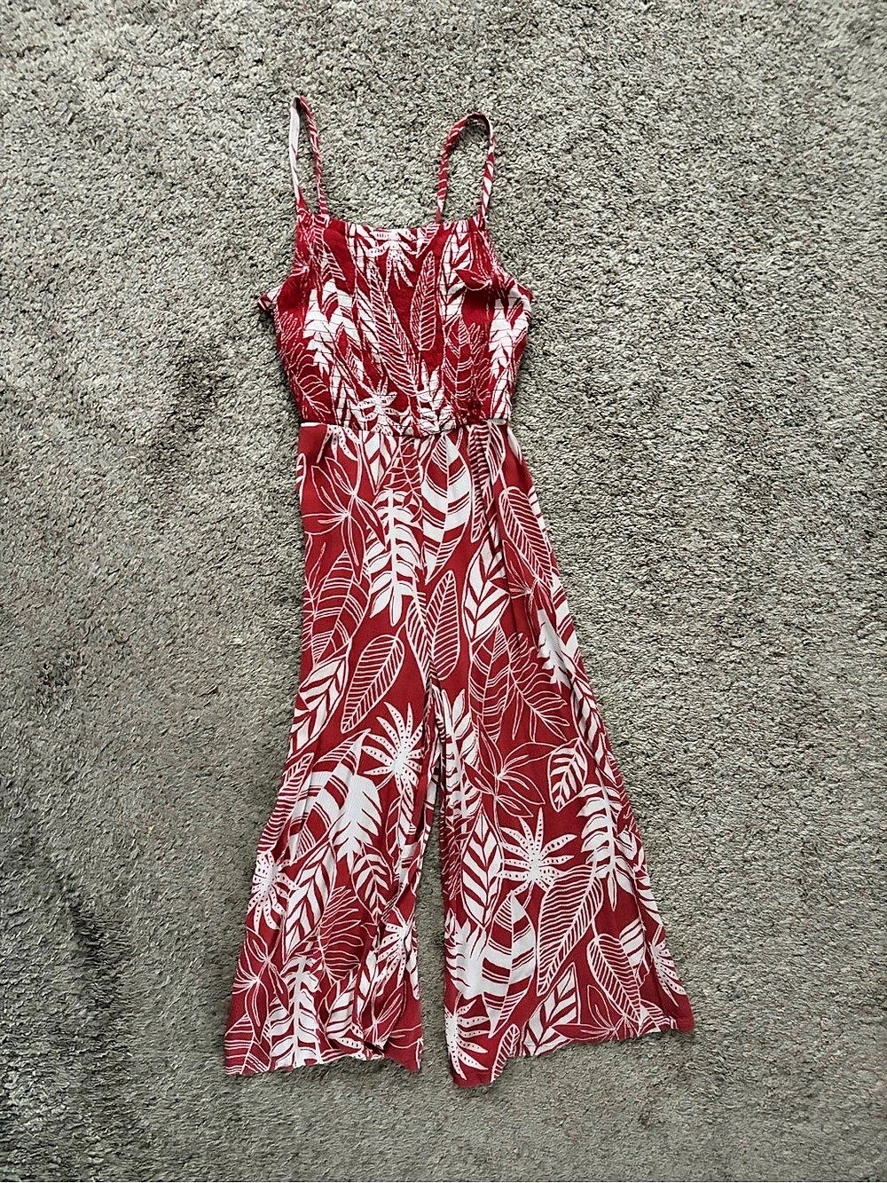 Old Navy Girls Wide-Leg Romper in Orange & White Size Large 10-12